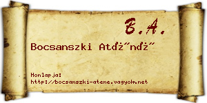 Bocsanszki Aténé névjegykártya